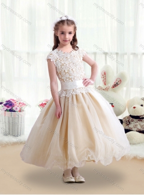2016 Simple Scoop Ball Gown Little Girls Pageant Dresses with Belt