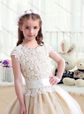 2016 Simple Scoop Ball Gown Little Girls Pageant Dresses with Belt