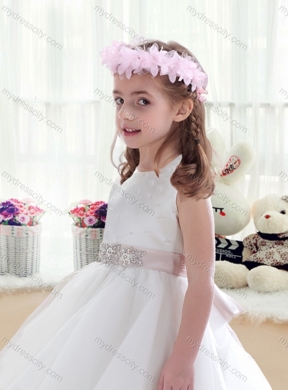 2016 Wonderful Scoop White  Little Girls Pageant Dresses with Beading