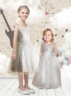 2016 Cheap Empire Scoop Sequins Flower Girl Dresses