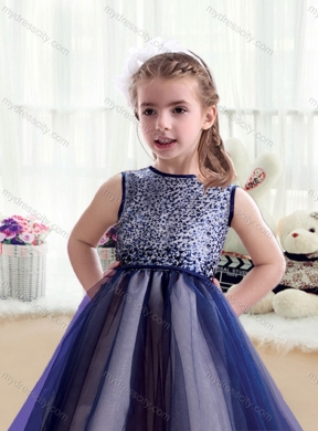 2016 Cheap Ruching Tea Length Scoop Flower Girl Dresses