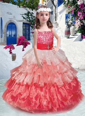 2016 Beautiful Spaghetti Straps Little Girl Pageant Dresses with Beading and Ruffled Layers