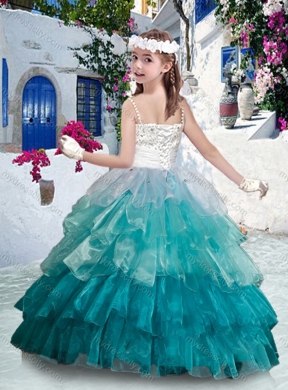 2016 Beautiful Spaghetti Straps Little Girl Pageant Dresses with Beading and Ruffled Layers