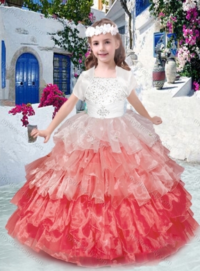 2016 Beautiful Spaghetti Straps Little Girl Pageant Dresses with Beading and Ruffled Layers