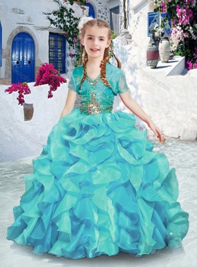 2016 Halter Top Little Girl Pageant Dresses with Ruffles and Beading