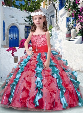 2016 Pretty Ball Gown Spaghetti Straps Little Girl Pageant Dresses with Beading and Ruffles