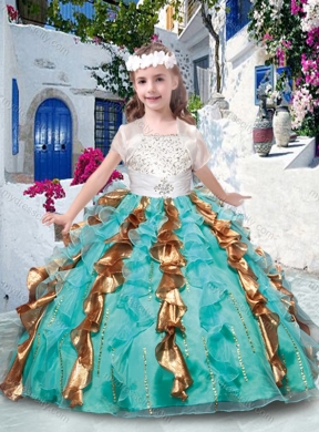 2016 Pretty Ball Gown Spaghetti Straps Little Girl Pageant Dresses with Beading and Ruffles