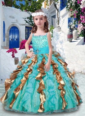 2016 Pretty Ball Gown Spaghetti Straps Little Girl Pageant Dresses with Beading and Ruffles