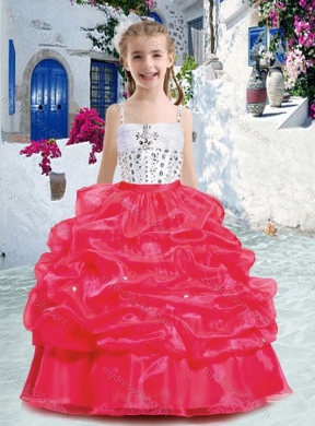 2016 Spaghetti Straps Little Girl Pageant Dresses with Beading and Bubles