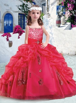 2016 Beautiful Spaghetti Straps Little Girl Pageant Dresses with Appliques and Bubles