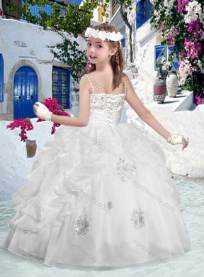 2016 Beautiful Spaghetti Straps Little Girl Pageant Dresses with Appliques and Bubles