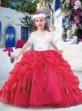 2016 Beautiful Spaghetti Straps Little Girl Pageant Dresses with Appliques and Bubles