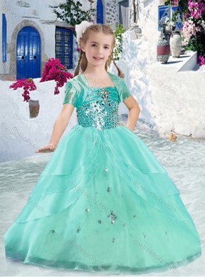 2016 Hot Sale Spaghetti Straps Ball Gown Beading Little Girl Pageant Dresses