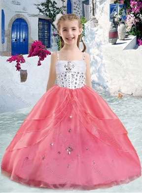 2016 Hot Sale Spaghetti Straps Ball Gown Beading Little Girl Pageant Dresses