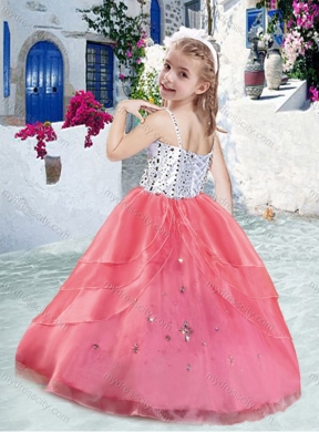 2016 Hot Sale Spaghetti Straps Ball Gown Beading Little Girl Pageant Dresses