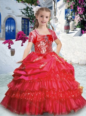 2016 Hot Sale Spaghetti Straps Little Girl Pageant Dresses with Ruffled Layers