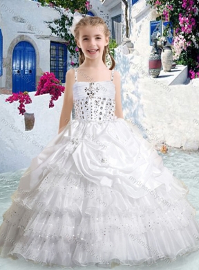 2016 Hot Sale Spaghetti Straps Little Girl Pageant Dresses with Ruffled Layers