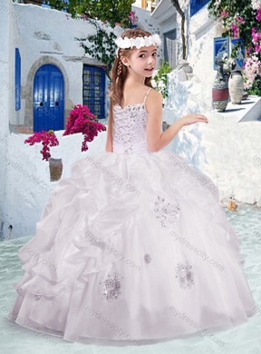 2016 Latest Spaghetti Straps Little Girl Pageant Dresses with Appliques and Bubles