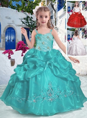 2016 Most Popular Straps Little Girl Pageant Dresses with Beading and Bubles