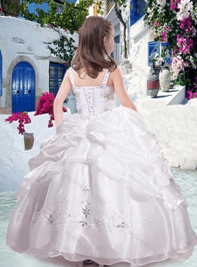 2016 Most Popular Straps Little Girl Pageant Dresses with Beading and Bubles