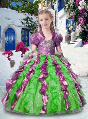 2016 Most Popular Straps Little Girl Pageant Dresses with Beading and Ruffles