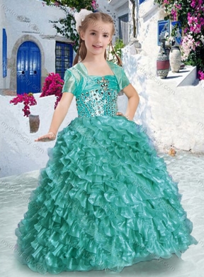 2016 New Arrivals Spaghetti Straps Beading and Ruffles Little Girl Pageant Dresses