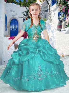 2016 New Style Halter Top Bubles Little Girl Pageant Dresses in Turquoise