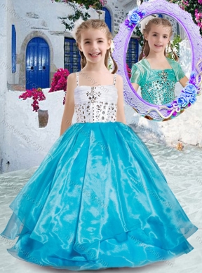 2016 Perfect Spaghetti Straps Ball Gown Little Girl Pageant Dresses with Beading