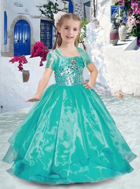 2016 Perfect Spaghetti Straps Ball Gown Little Girl Pageant Dresses with Beading