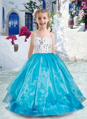 2016 Perfect Spaghetti Straps Ball Gown Little Girl Pageant Dresses with Beading