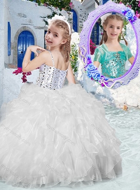 2016 Sweet Spaghetti Straps Little Girl Pageant Dresses with Beading and Ruffles