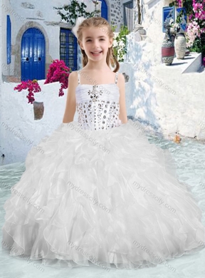 2016 Sweet Spaghetti Straps Little Girl Pageant Dresses with Beading and Ruffles