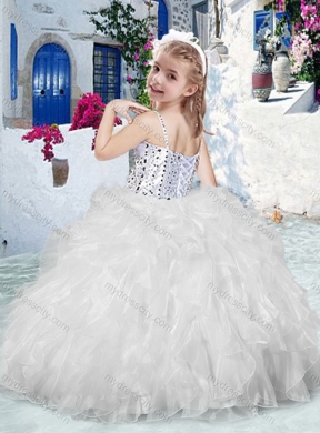 2016 Sweet Spaghetti Straps Little Girl Pageant Dresses with Beading and Ruffles