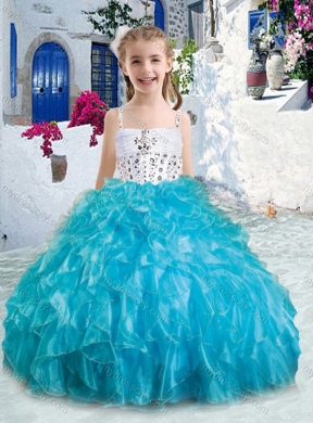 2016 Sweet Spaghetti Straps Little Girl Pageant Dresses with Beading and Ruffles