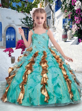 2016 Top Selling Straps Little Girl Pageant Dresses with Beading and Ruffles