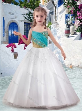 Cheap Ball Gown Flower Girl Dresses with Appliques and Beading