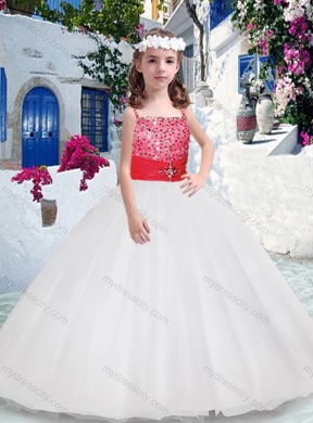 Cheap Ball Gown Spaghetti Straps Flower Girl Dresses with Beading