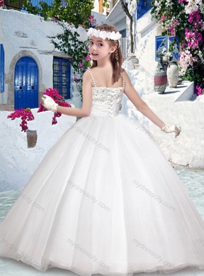 Cheap Ball Gown Spaghetti Straps Flower Girl Dresses with Beading