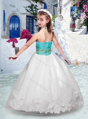 Cheap Halter Top Little Girl Pageant Dresses with Appliques and Beading