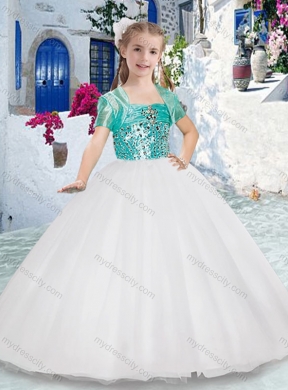 Cheap Spaghetti Straps Ball Gown Flower Girl Dresses with Beading