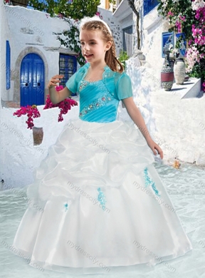 Cheap Spaghetti Straps Flower Girl Dresses with Appliques and Bubles