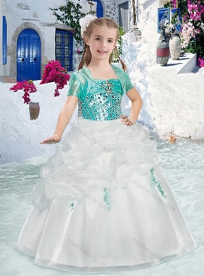 Cheap Spaghetti Straps Flower Girl Dresses with Beading and Bubles