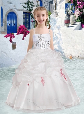 Cheap Spaghetti Straps Flower Girl Dresses with Beading and Bubles