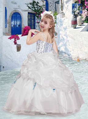 Cheap Spaghetti Straps Flower Girl Dresses with Beading and Bubles