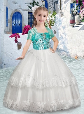 Cheap Spaghetti Straps Flower Girl Dresses with Beading and Lace