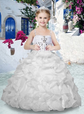 Cheap Spaghetti Straps Flower Girl Dresses with Beading and Ruffles