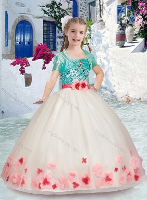 Cheap Spaghetti Straps Little Girl Pageant Dress with Sashes and Beading