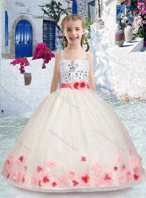 Cheap Spaghetti Straps Little Girl Pageant Dress with Sashes and Beading