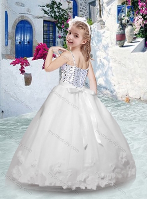 Cheap Spaghetti Straps Little Girl Pageant Dress with Sashes and Beading