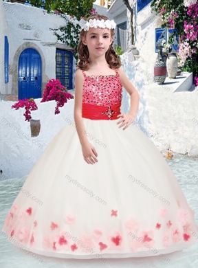 Cheap Spaghetti Straps Little Girl Pageant Dresses with Appliques and Beading